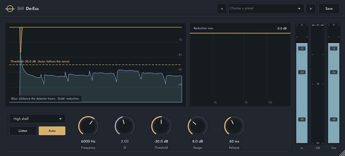 Still De-Ess plugin window