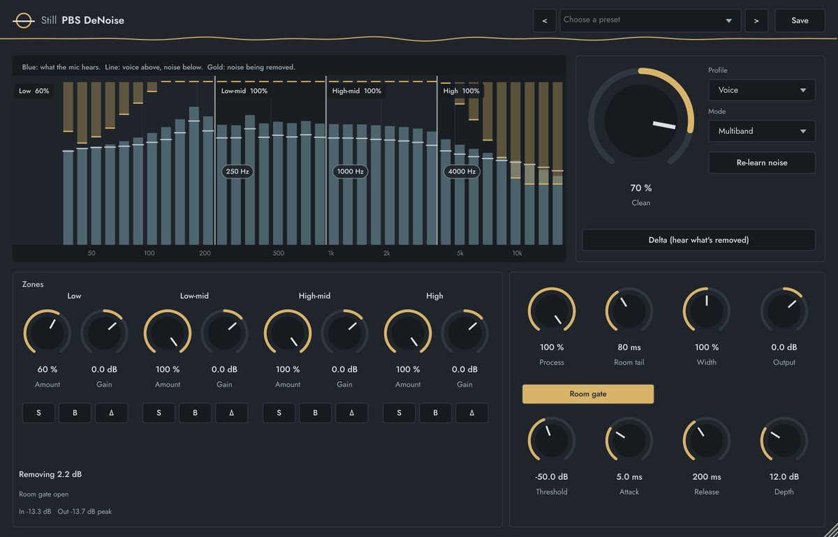 Still PBS DeNoise plugin window