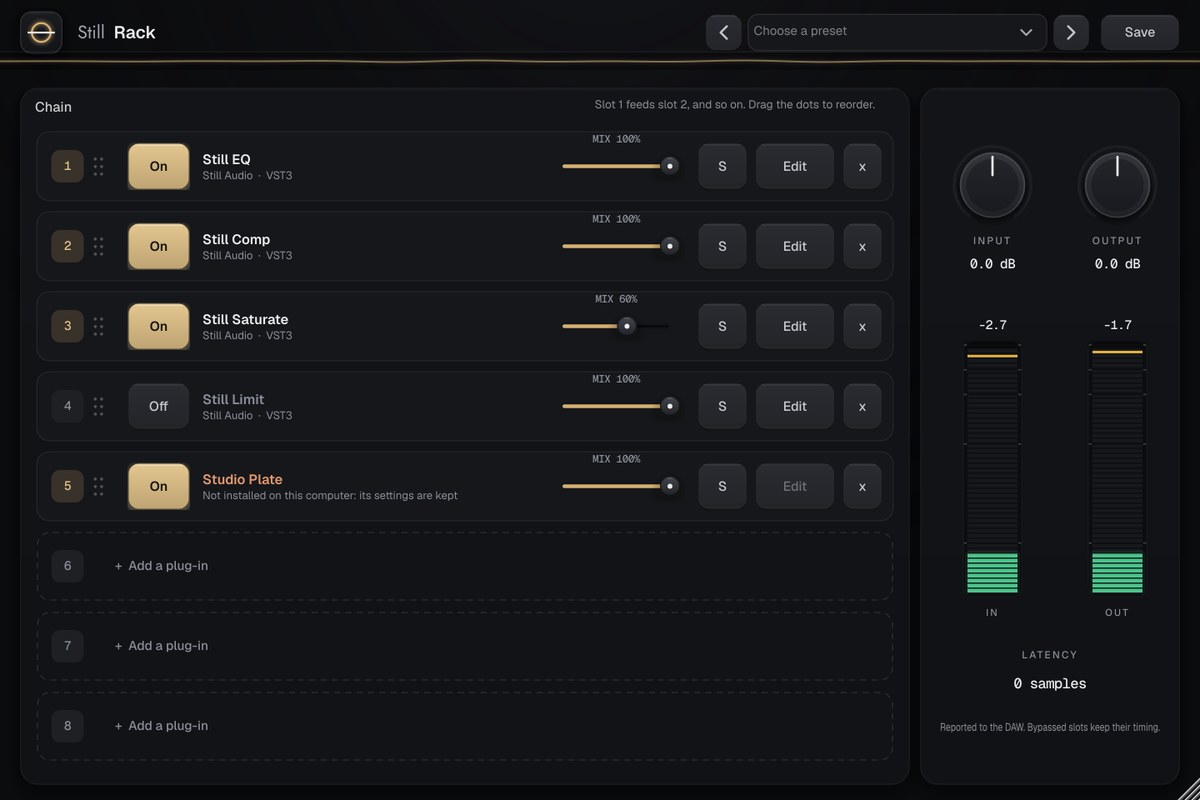 Still Rack plugin window