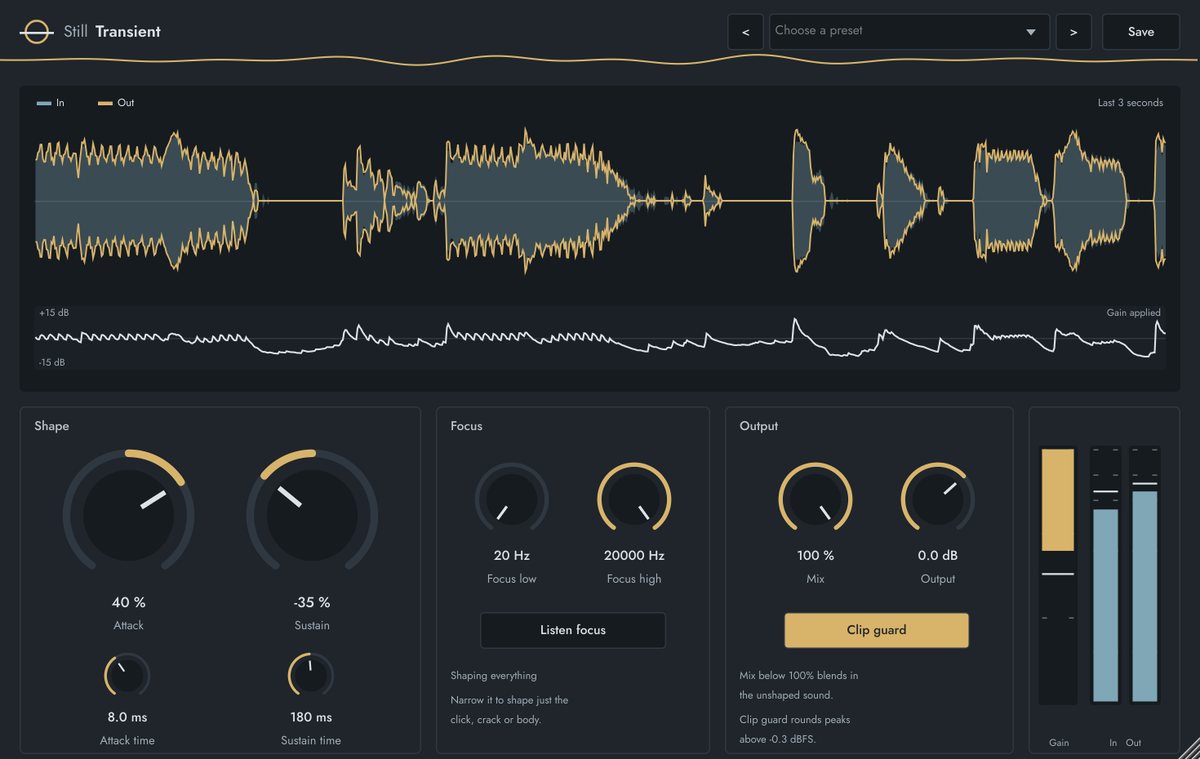 Still Transient plugin window