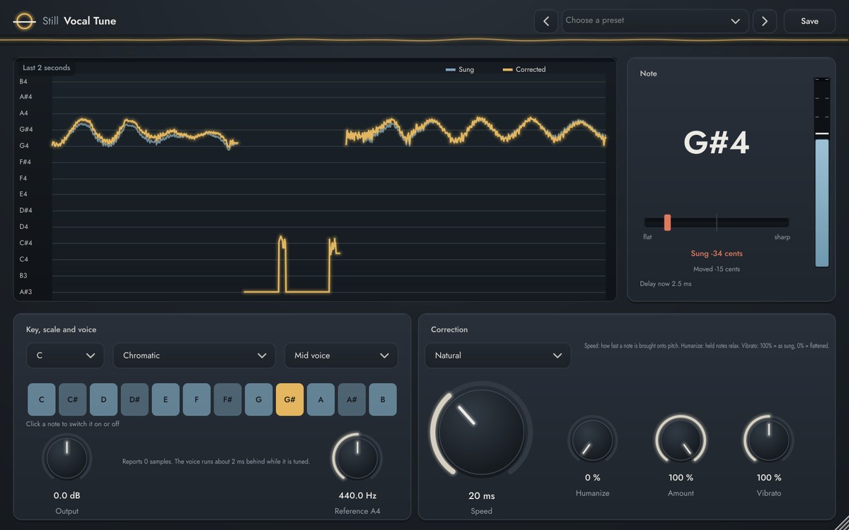 Still Vocal Tune plugin window